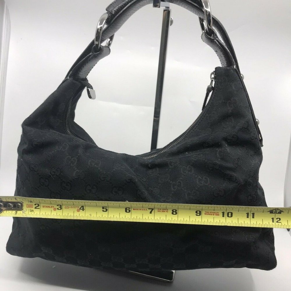 GUCCI Black Hobo Bag W/ Customized Vintage Bee - Picture 6 of 8